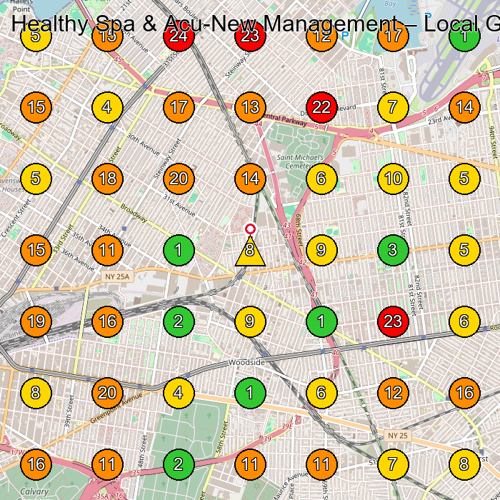 Healthy Spa & Acu-New Management Massage Spa GeoGrid ranking map for Queens NY